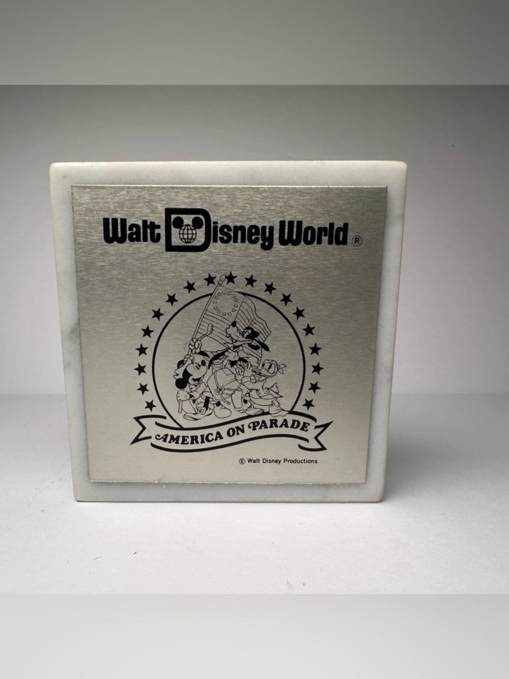 VTG 70s Disney World America On Parade Patriotic ITALIAN MARBLE PAPERWEIGHT EUC